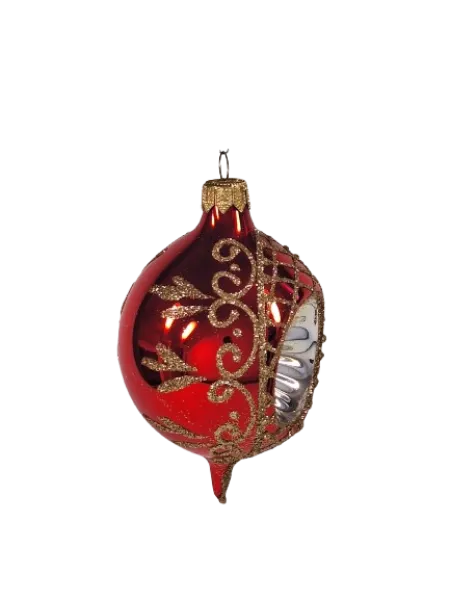 Exklusives 6er Set Reflex-Olive 10cm rot grün gold, nostalgischer Christbaumschmuck Art.2015